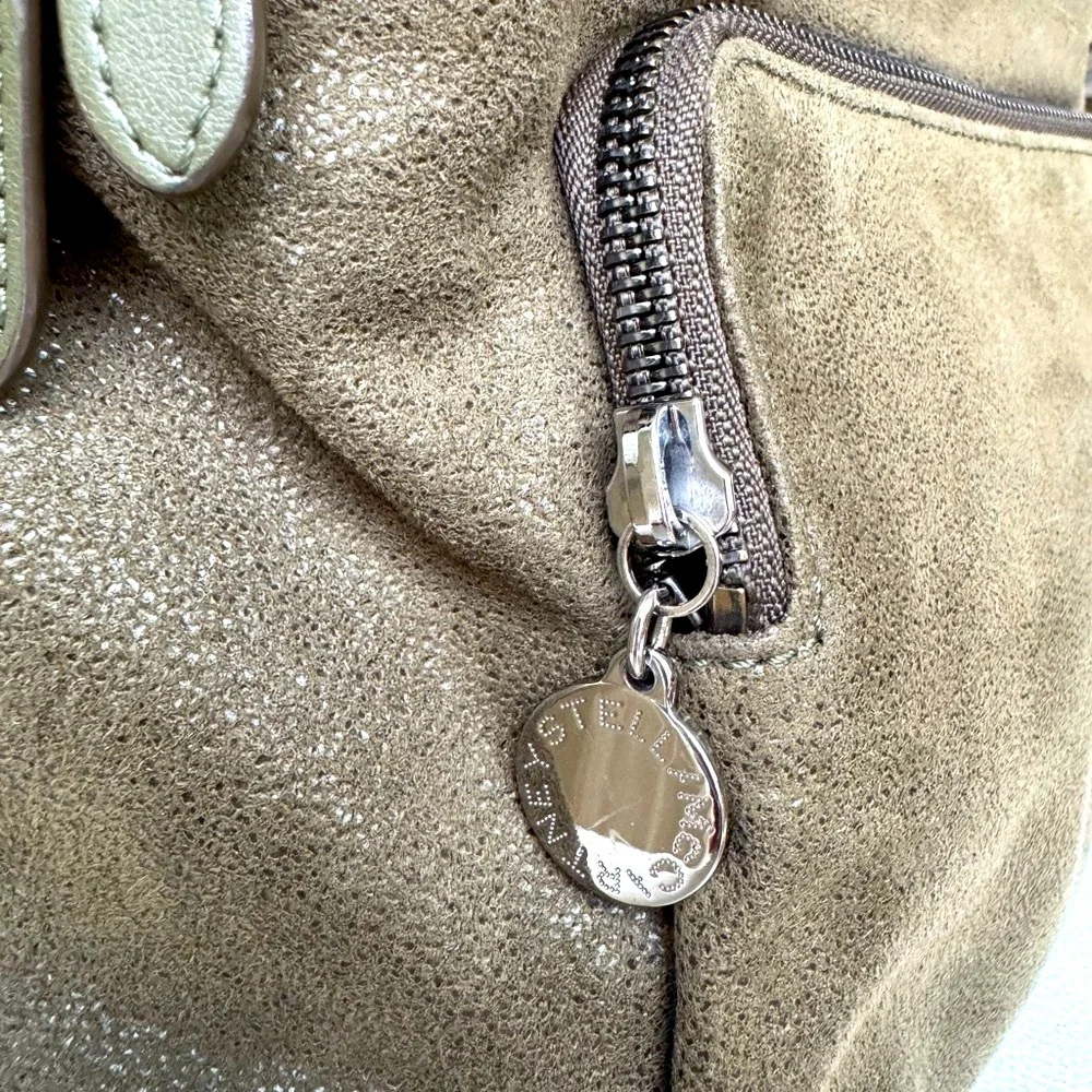 Stella McCartney Falabella Shaggy Deer Mini Backpack Olive Green Khaki Chain